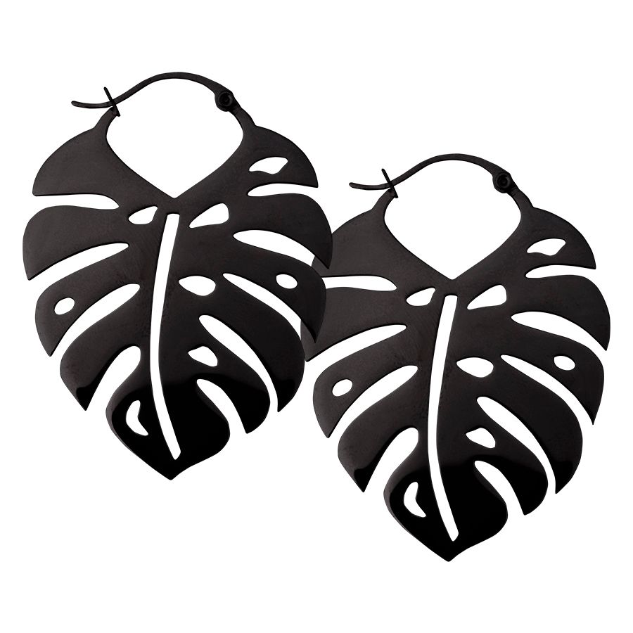 Hoops - Black Monstera Hoops - Black Monstera