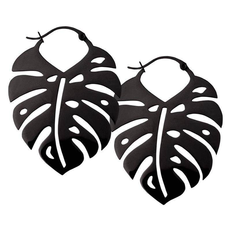 Hoops - Black Monstera Hoops - Black Monstera