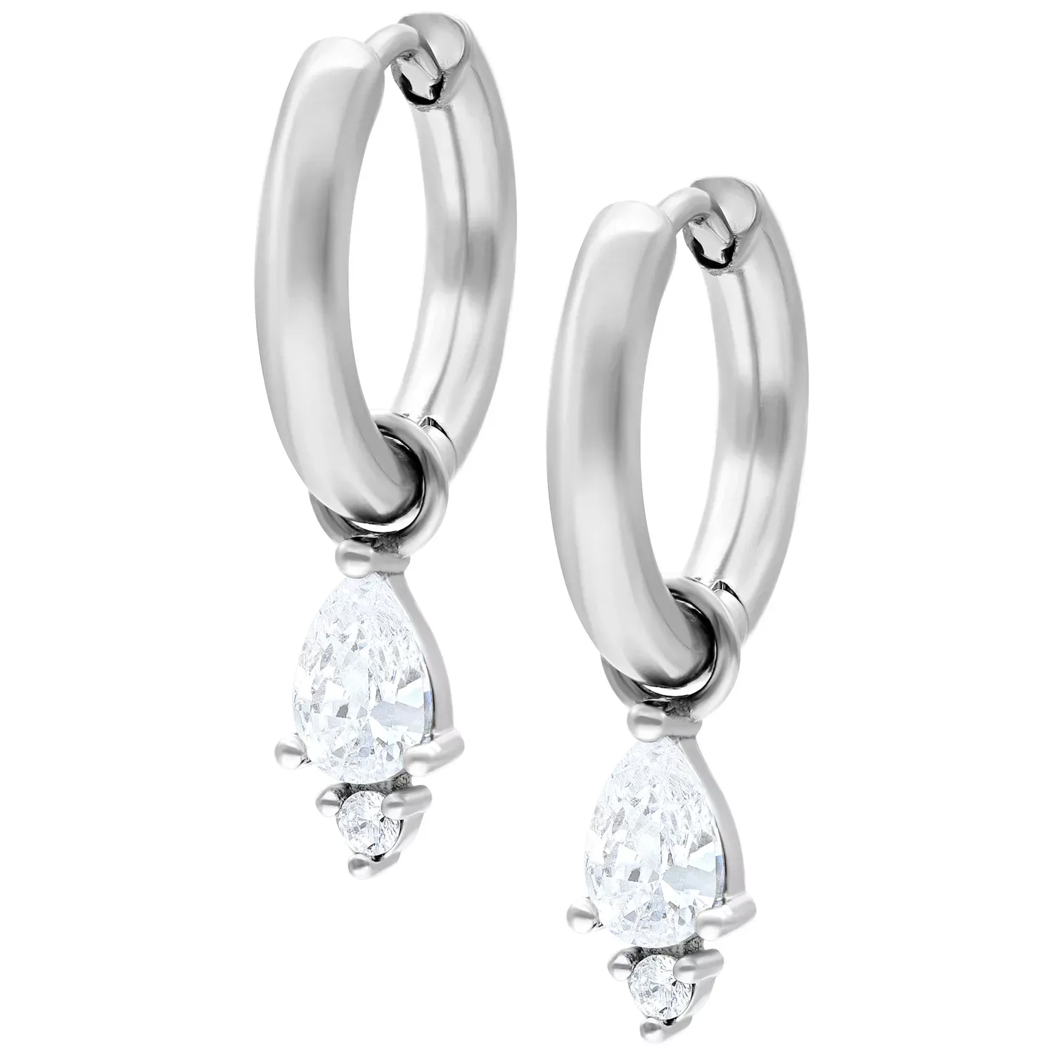 Little Hoops - Tear White CZ