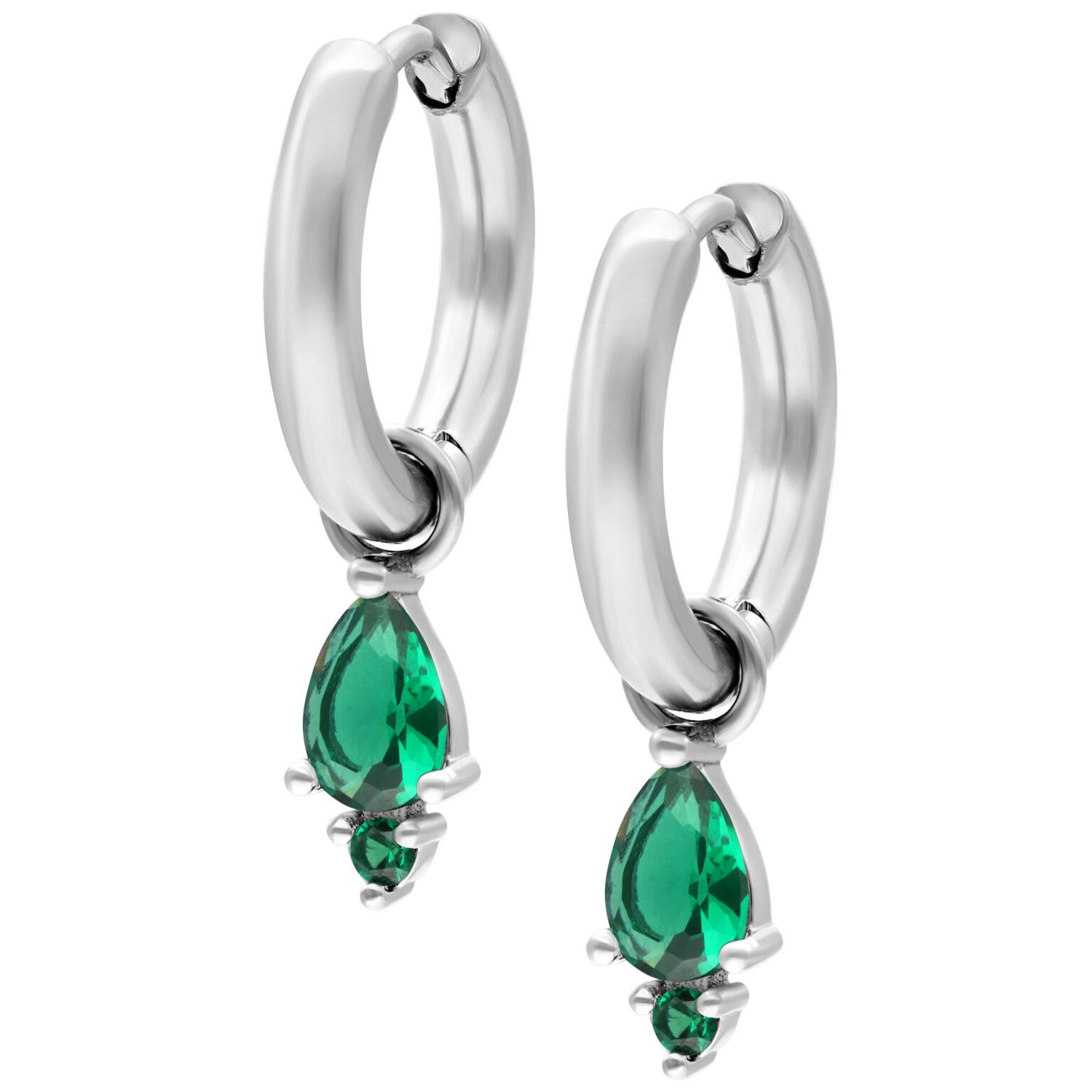 Little Hoops - Tear Emerald Little Hoops - Tear Emerald