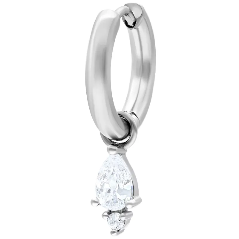 Little Hoops - Tear White CZ