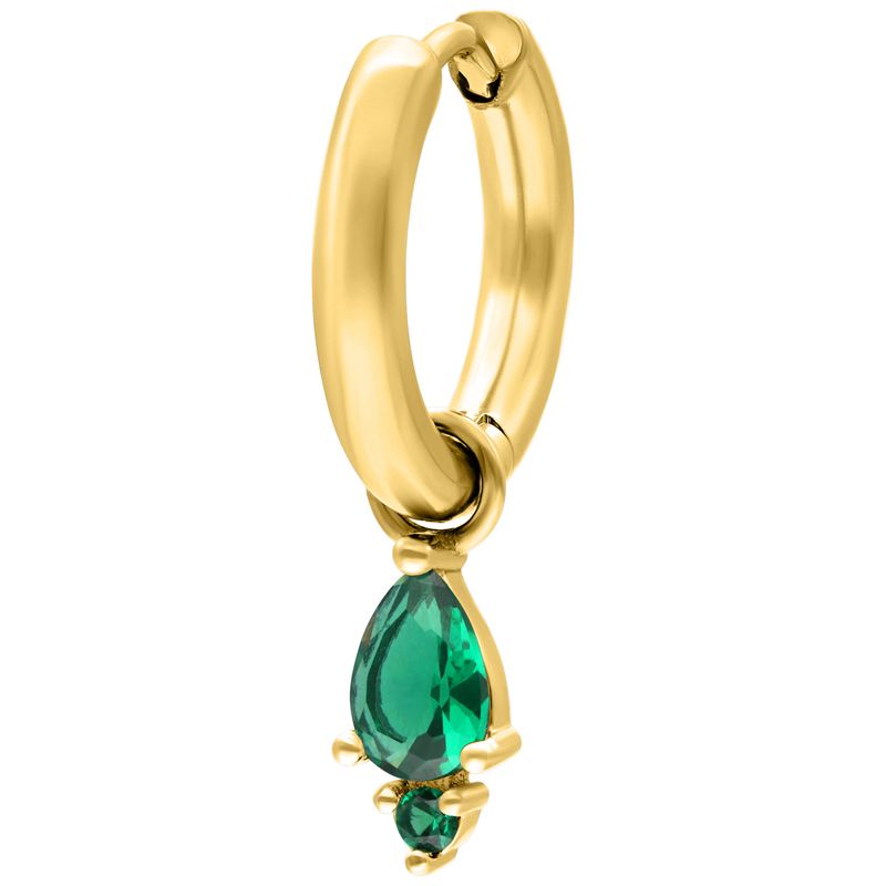 Little Hoops - Gold Tear Emerald