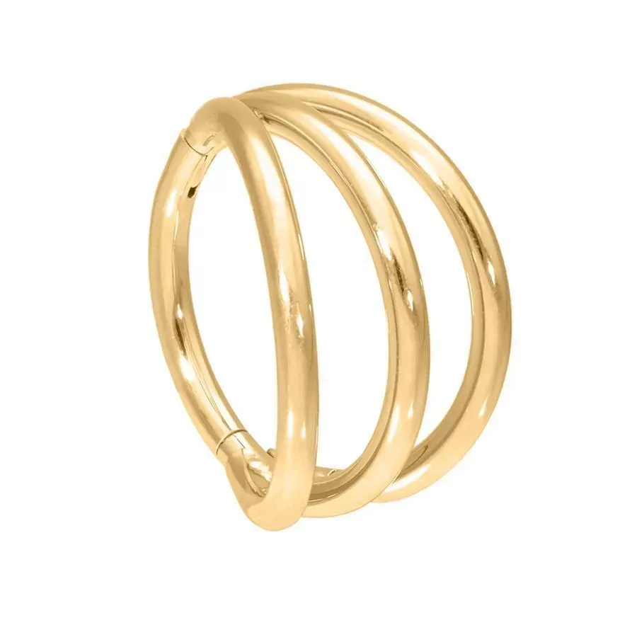 Stainless Steel Triple Ring Clicker Gold PVD Stainless Steel Triple Ring Clicker Gold PVD