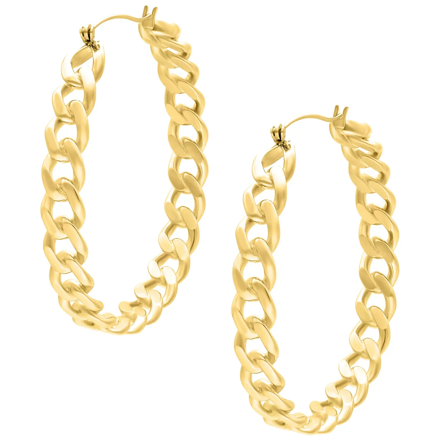 Hoops - Gold Curbchain Hoops - Gold Curbchain