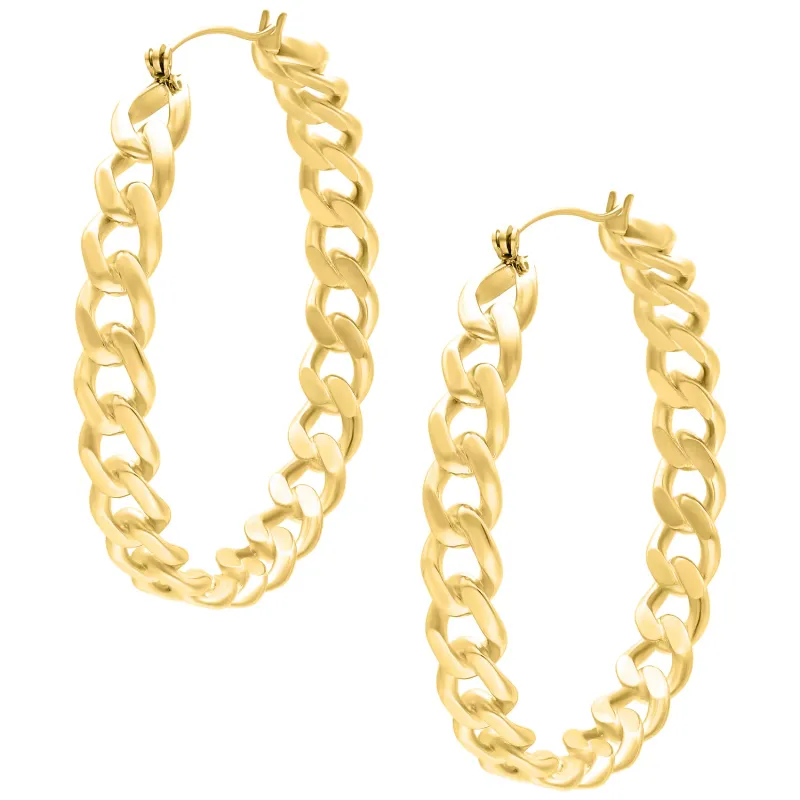 Hoops - Gold Curbchain Hoops - Gold Curbchain