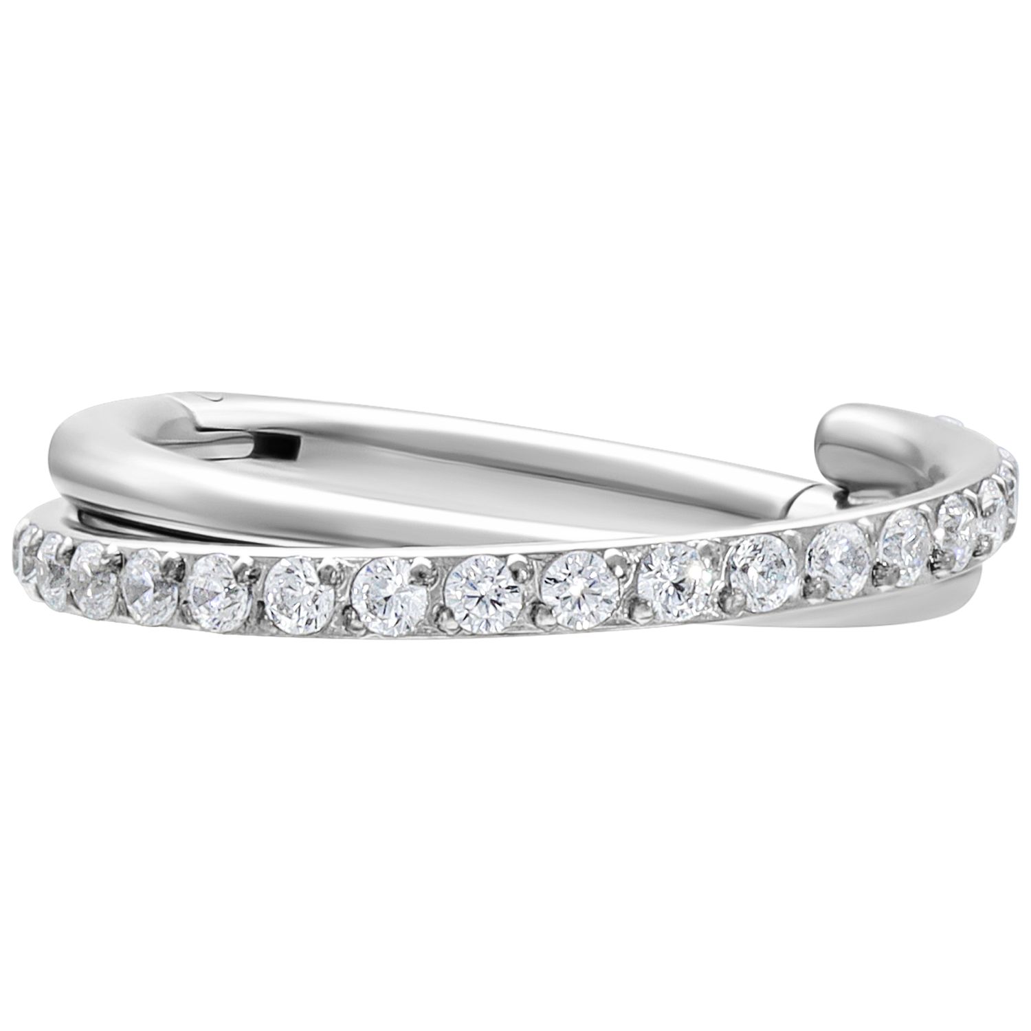 Titanium Crossed Crystal Clicker Ring