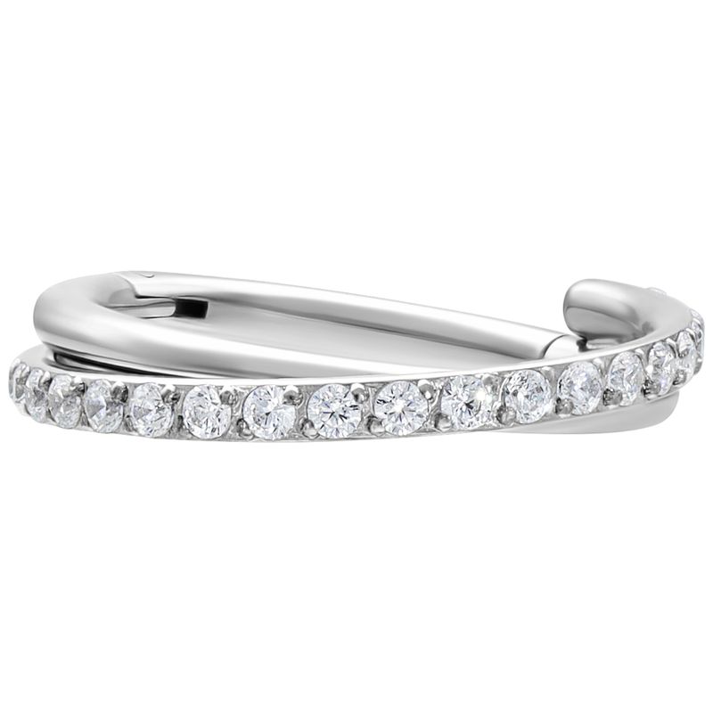 Titanium Crossed Crystal Clicker Ring