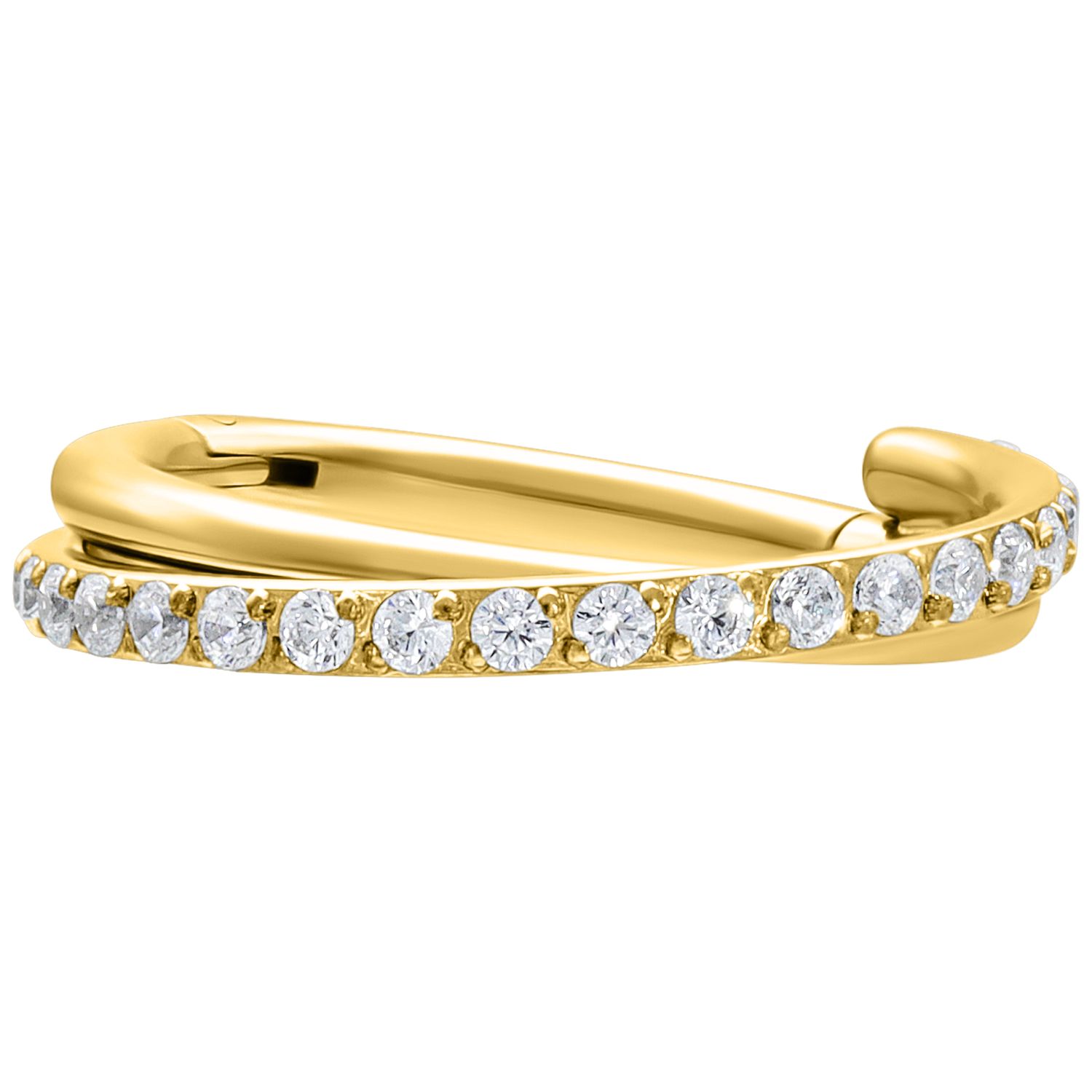 Titanium Crossed Crystal Clicker Ring Gold PVD Titanium Crossed Crystal Clicker Ring Gold PVD