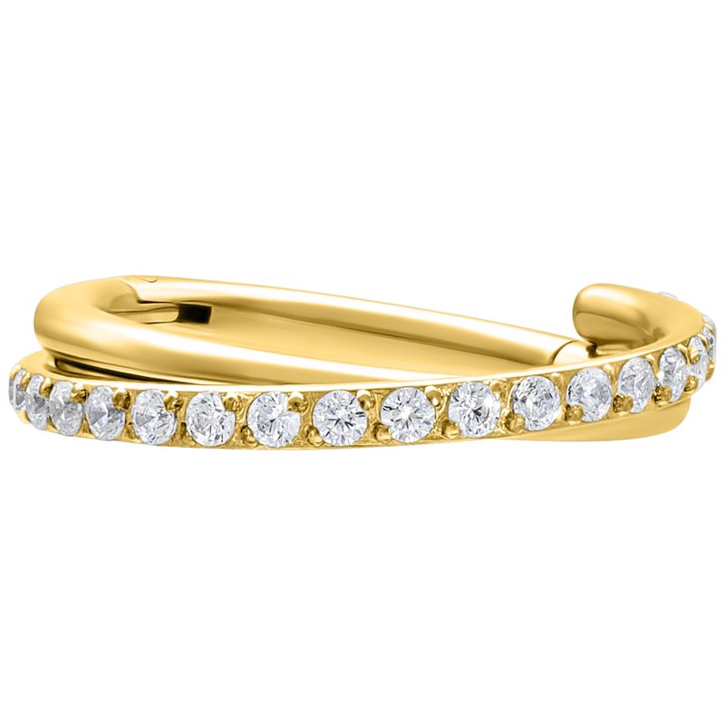 Titanium Crossed Crystal Clicker Ring Gold PVD