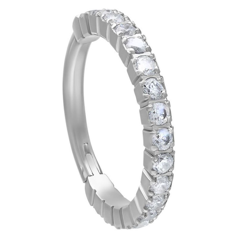 Titanium Thick Profile Pave Set Crystal Clicker Ring