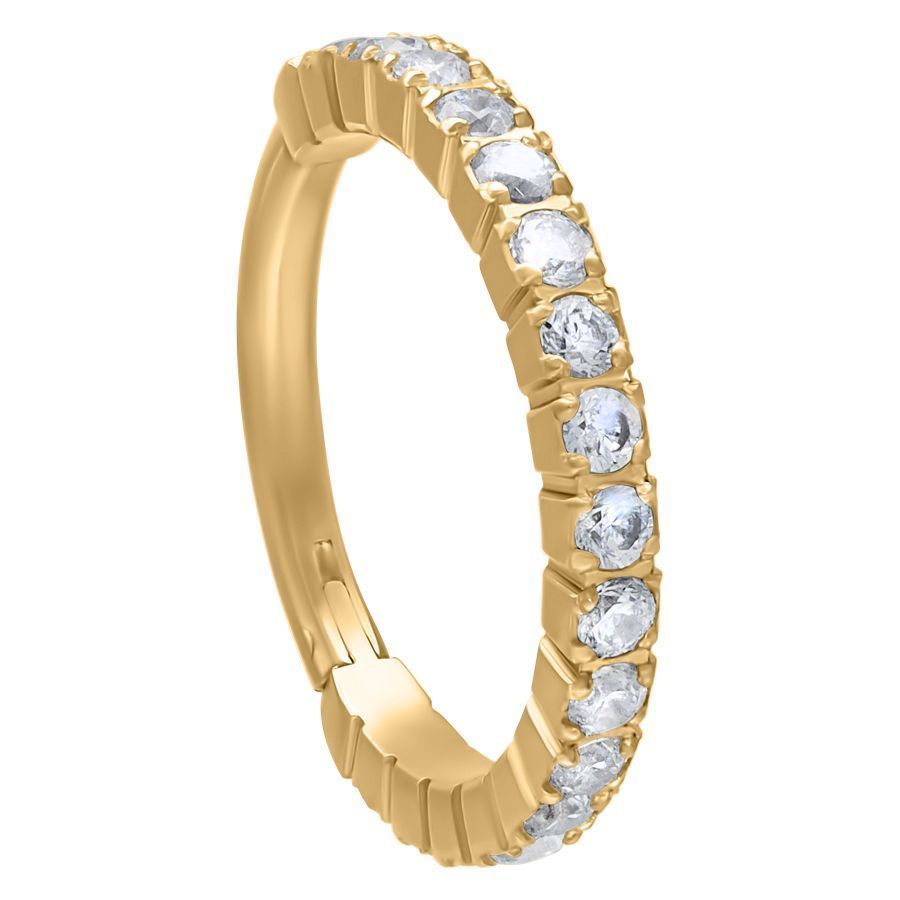 Titanium Thick Profile Pave Set Crystal Clicker Ring Gold PVD