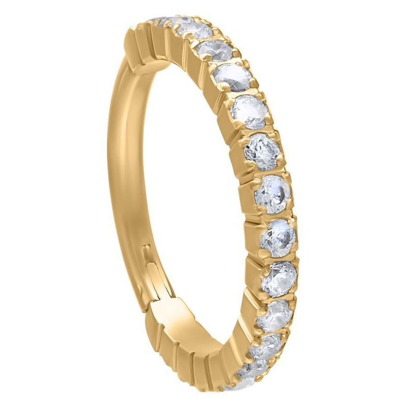 Titanium Thick Profile Pave Set Crystal Clicker Ring Gold PVD