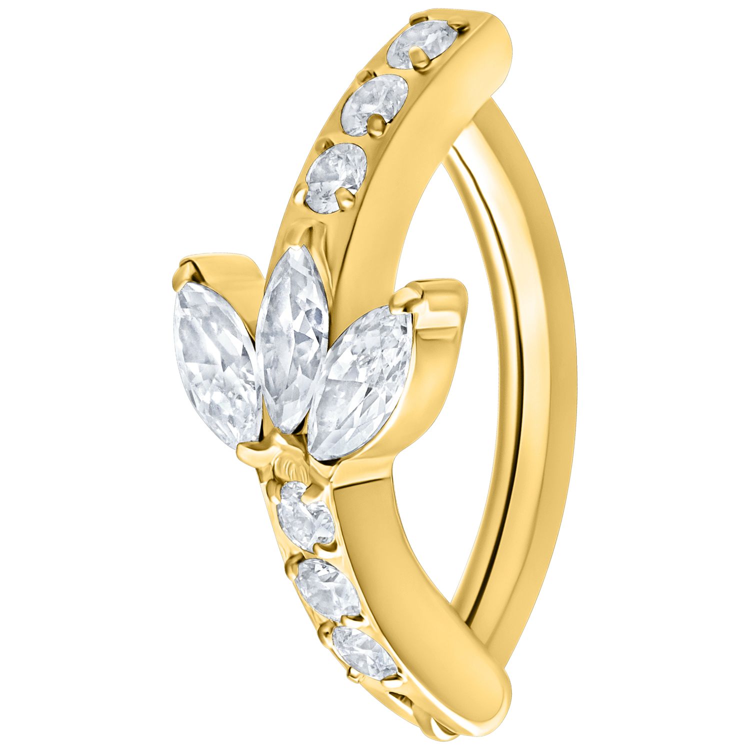Titanium Crystal Lotus Navel Arch Gold PVD Titanium Crystal Lotus Navel Arch Gold PVD