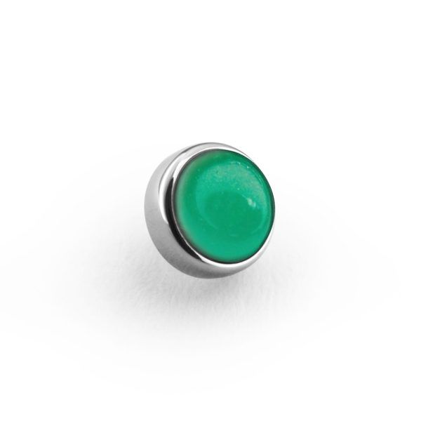 Titanium Internally Threaded Cabochon For 1.6 mm Internally Threaded Jewelry - Green Adventurine