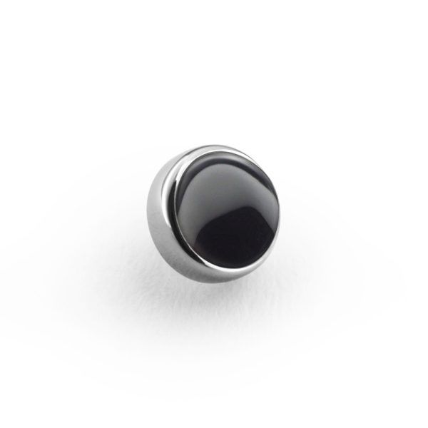 Titanium Internally Threaded Cabochon For 1.6 mm Internally Threaded Jewelry - Black Onyx