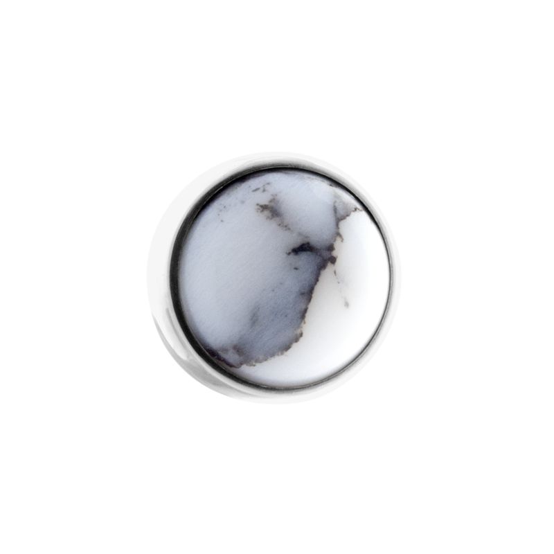 Titanium Internally Threaded Cabochon For 1.6 mm Internally Threaded Jewelry - Howlite