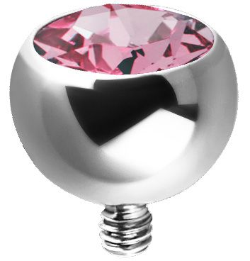 Titanium Internally Threaded Jewelled Ball - Pink CZ