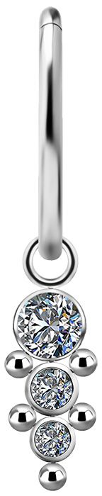 Titanium Charm - Bezel Set Triple CZ With Bead Accents