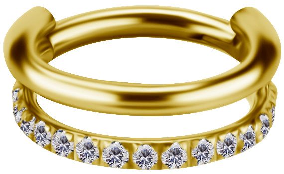 Titanium Parralel Pavé Clicker Ring Gold PVD