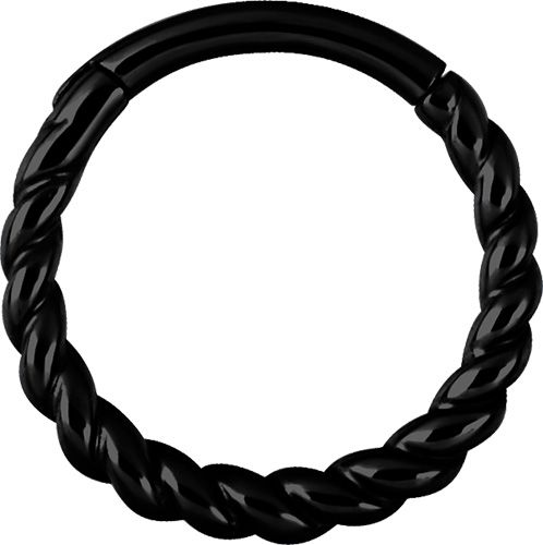 Stainless Steel Twisted Rope Clicker Ring Black PVD