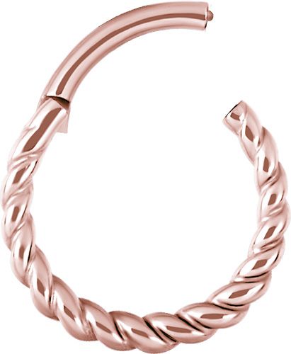 Stainless Steel Twisted Rope Clicker Ring Rosegold PVD