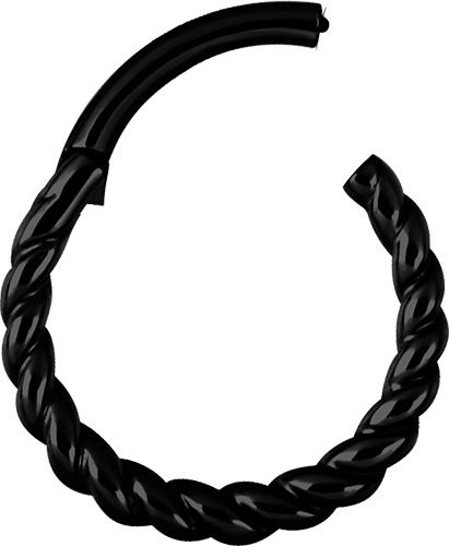 Stainless Steel Twisted Rope Clicker Ring Black PVD