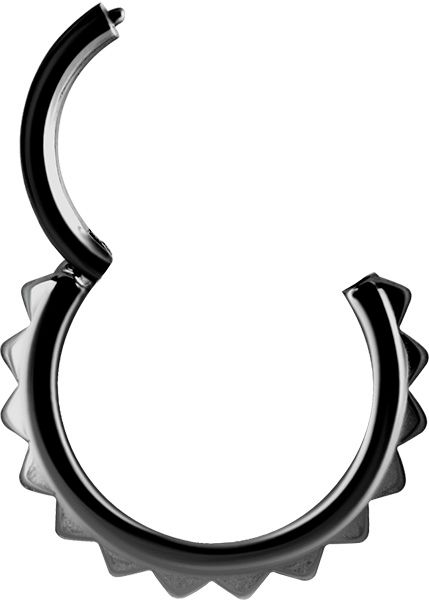 Stainless Steel Pyramid Texture Clicker Ring Black PVD