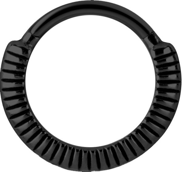 Stainless Steel Zipper Textrure Clicker Ring Black PVD Stainless Steel Zipper Textrure Clicker Ring Black PVD