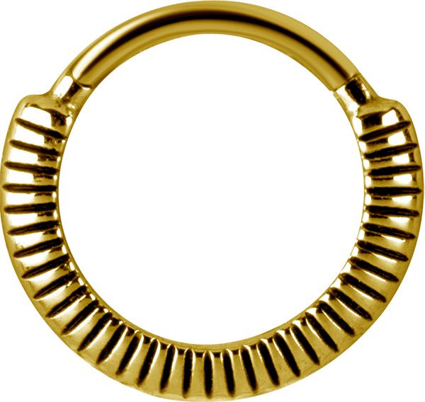 Stainless Steel Zipper Textrure Clicker Ring Gold PVD