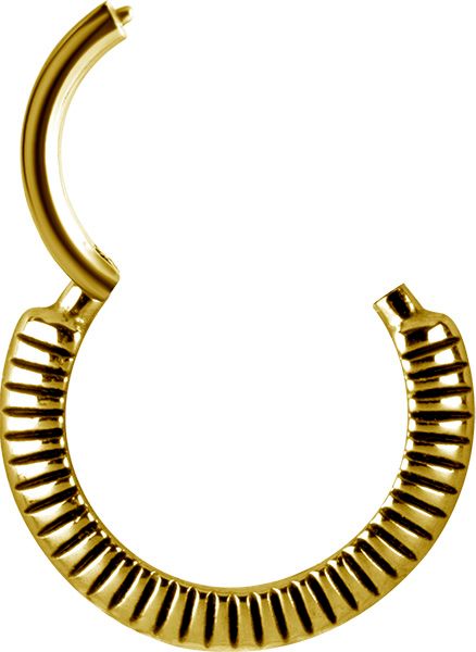 Stainless Steel Zipper Textrure Clicker Ring Gold PVD
