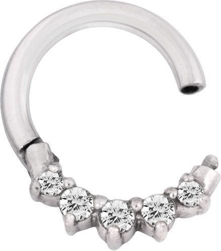 Stainless Steel Front Facing Prong Gem Clicker Ring
