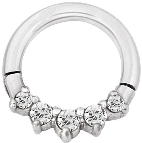Stainless Steel Front Facing Prong Gem Clicker Ring