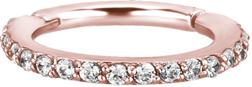 Stainless Steel Pave Set Crystal Clicker Ring Rosegold PVD