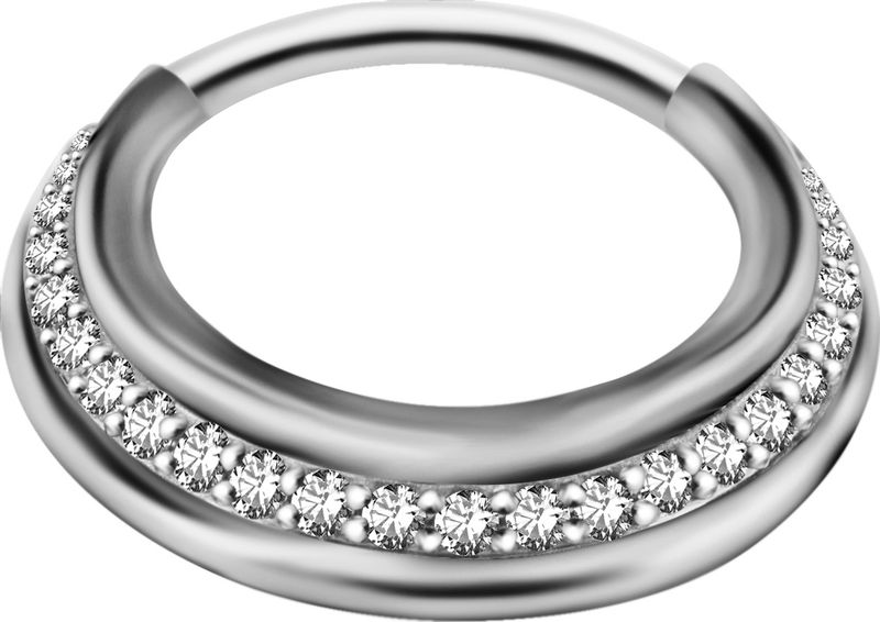 Stainless Steel Crystal Stacked Triple Clicker Ring