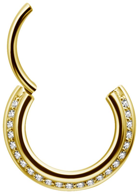 Stainless Steel Crystal Stacked Triple Clicker Ring Gold PVD
