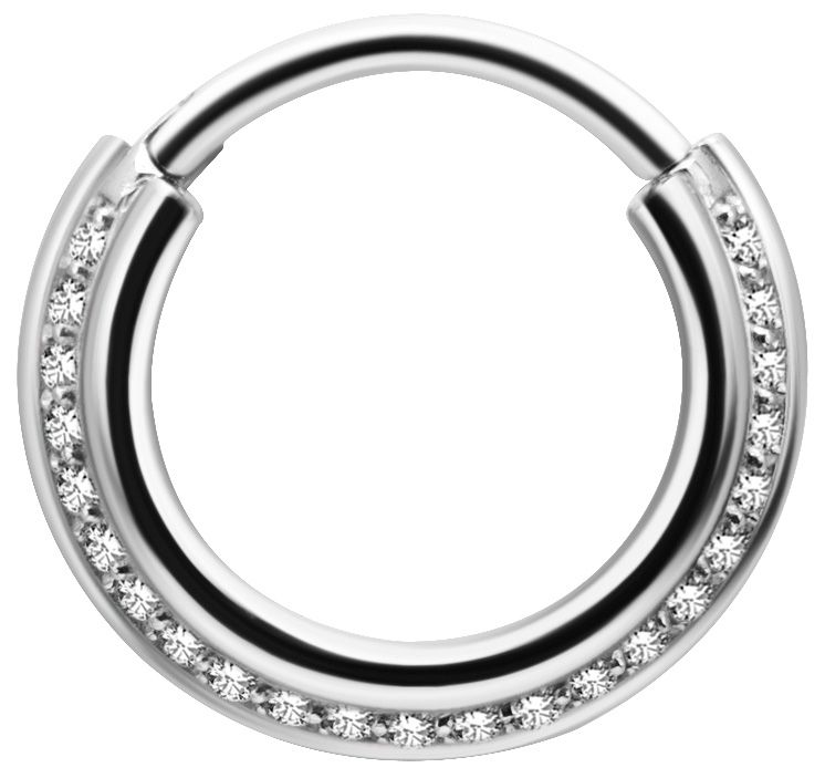 Stainless Steel Crystal Stacked Triple Clicker Ring