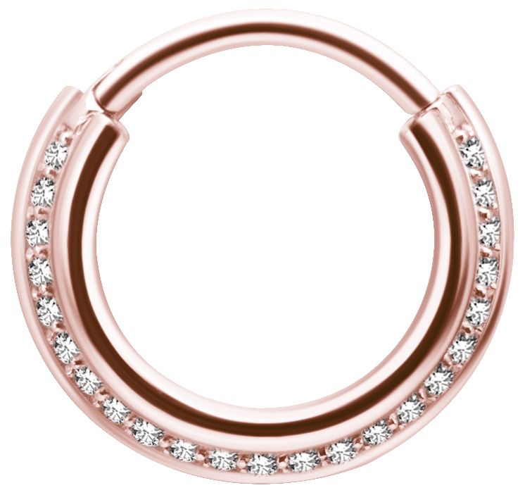 Stainless Steel Crystal Stacked Triple Clicker Ring Roseold PVD Stainless Steel Crystal Stacked Triple Clicker Ring Roseold PVD