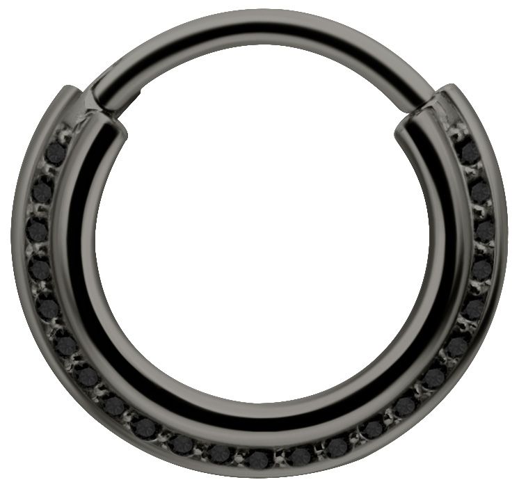 Stainless Steel Crystal Stacked Triple Clicker Ring Black PVD Stainless Steel Crystal Stacked Triple Clicker Ring Black PVD
