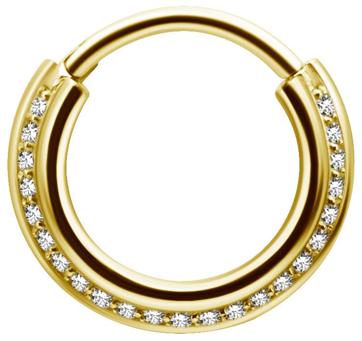 Stainless Steel Crystal Stacked Triple Clicker Ring Gold PVD Stainless Steel Crystal Stacked Triple Clicker Ring Gold PVD