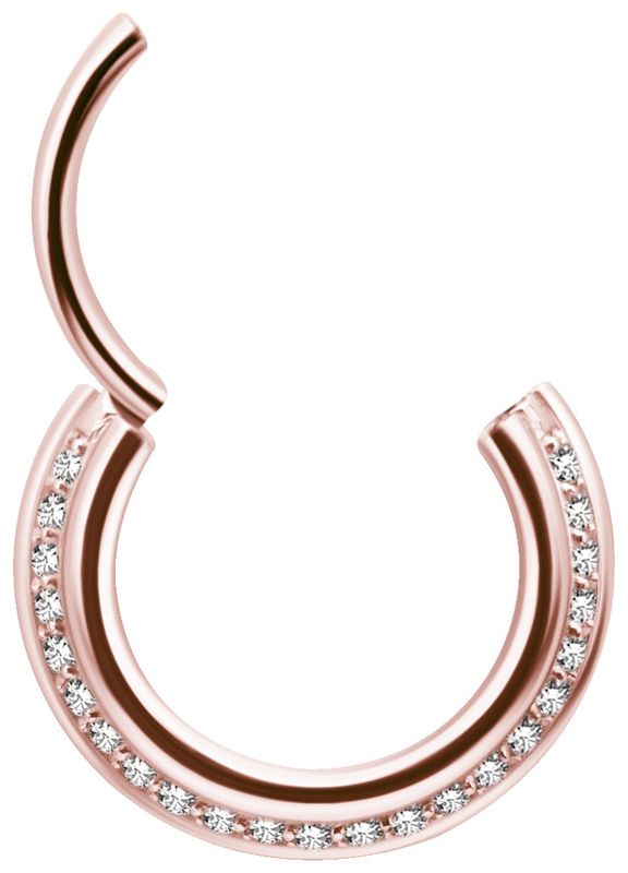 Stainless Steel Crystal Stacked Triple Clicker Ring Roseold PVD