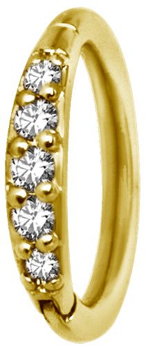 Stainless Steel Pave Set Five Crystal Clicker Ring Gold PVD