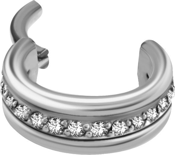 Stainless Steel Triple Flat Crystal Clicker Ring