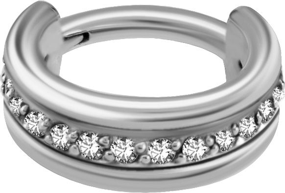 Stainless Steel Triple Flat Crystal Clicker Ring Stainless Steel Triple Flat Crystal Clicker Ring
