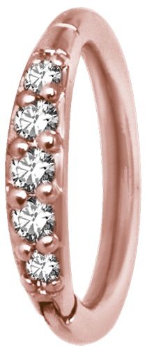 Stainless Steel Pave Set Five Crystal Clicker Ring Rosegold PVD Stainless Steel Pave Set Five Crystal Clicker Ring Rosegold PVD