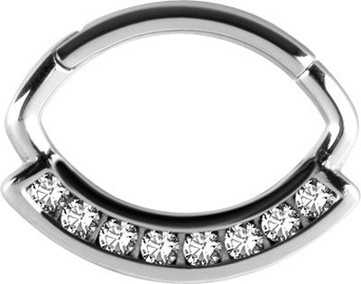 Stainless Steel Pave Set Crystal Oval Daith Clicker Stainless Steel Pave Set Crystal Oval Daith Clicker