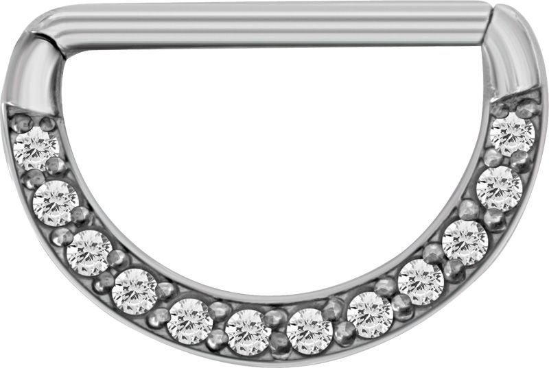 Stainless Steel Pave Set Crystal Nipple Clicker Stainless Steel Pave Set Crystal Nipple Clicker
