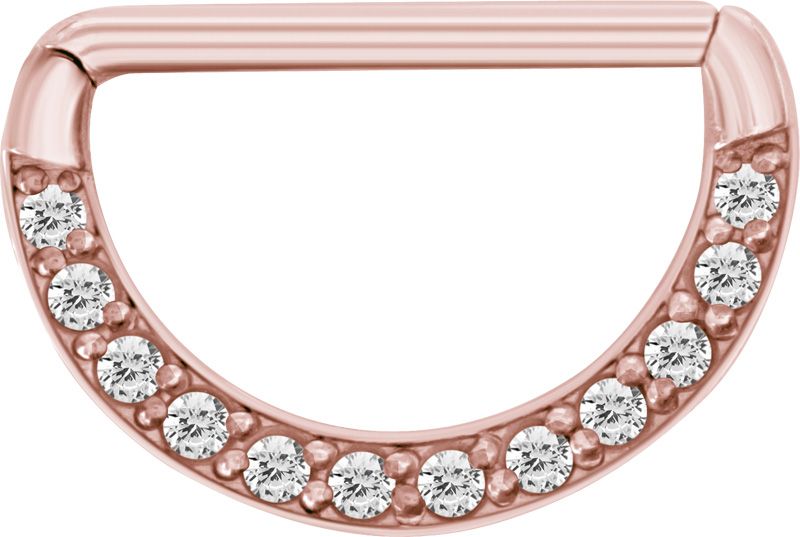 Stainless Steel Pave Set Crystal Nipple Clicker Rosegold PVD