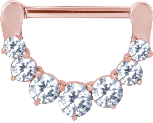 Stainless Steel Graduated Crystal Nipple Clicker Rosegold PVD