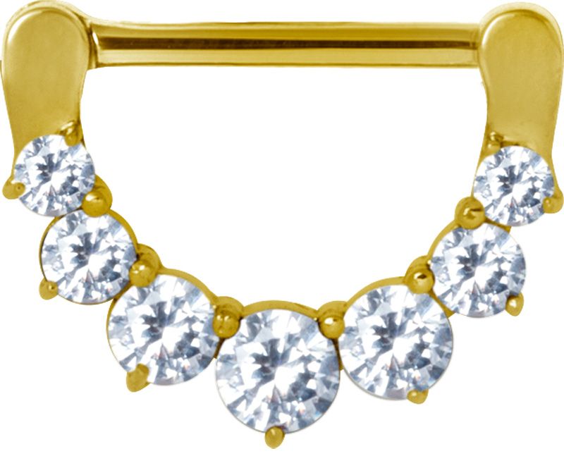 Stainless Steel Graduated Crystal Nipple Clicker Gold PVD