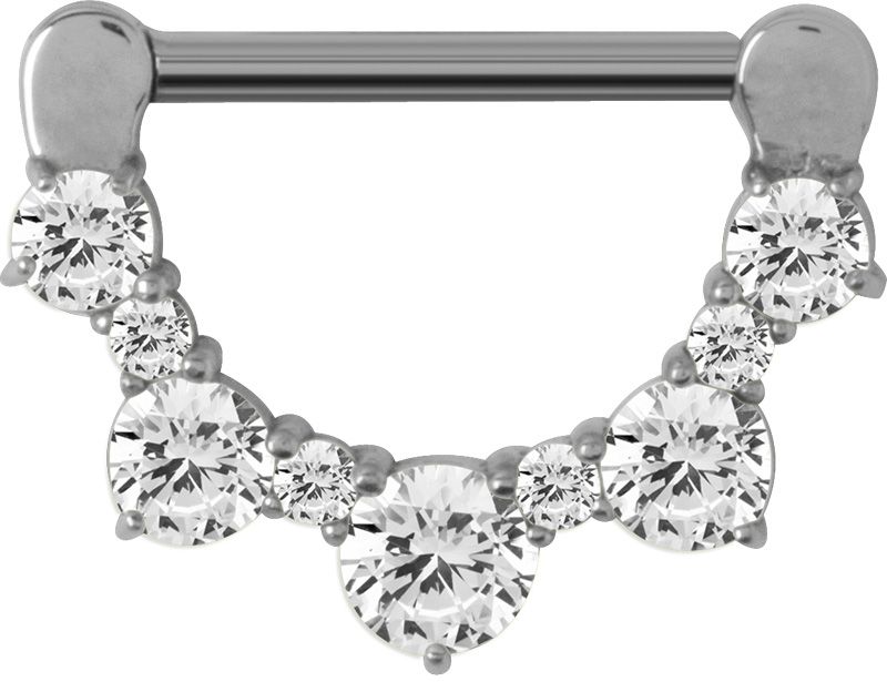Stainless Steel Alternating Crystal Nipple Clicker